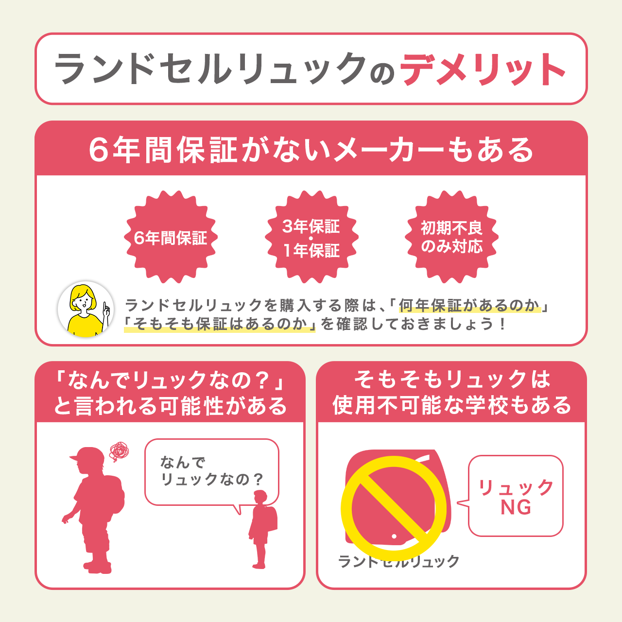 ランドセルリュックのデメリット
